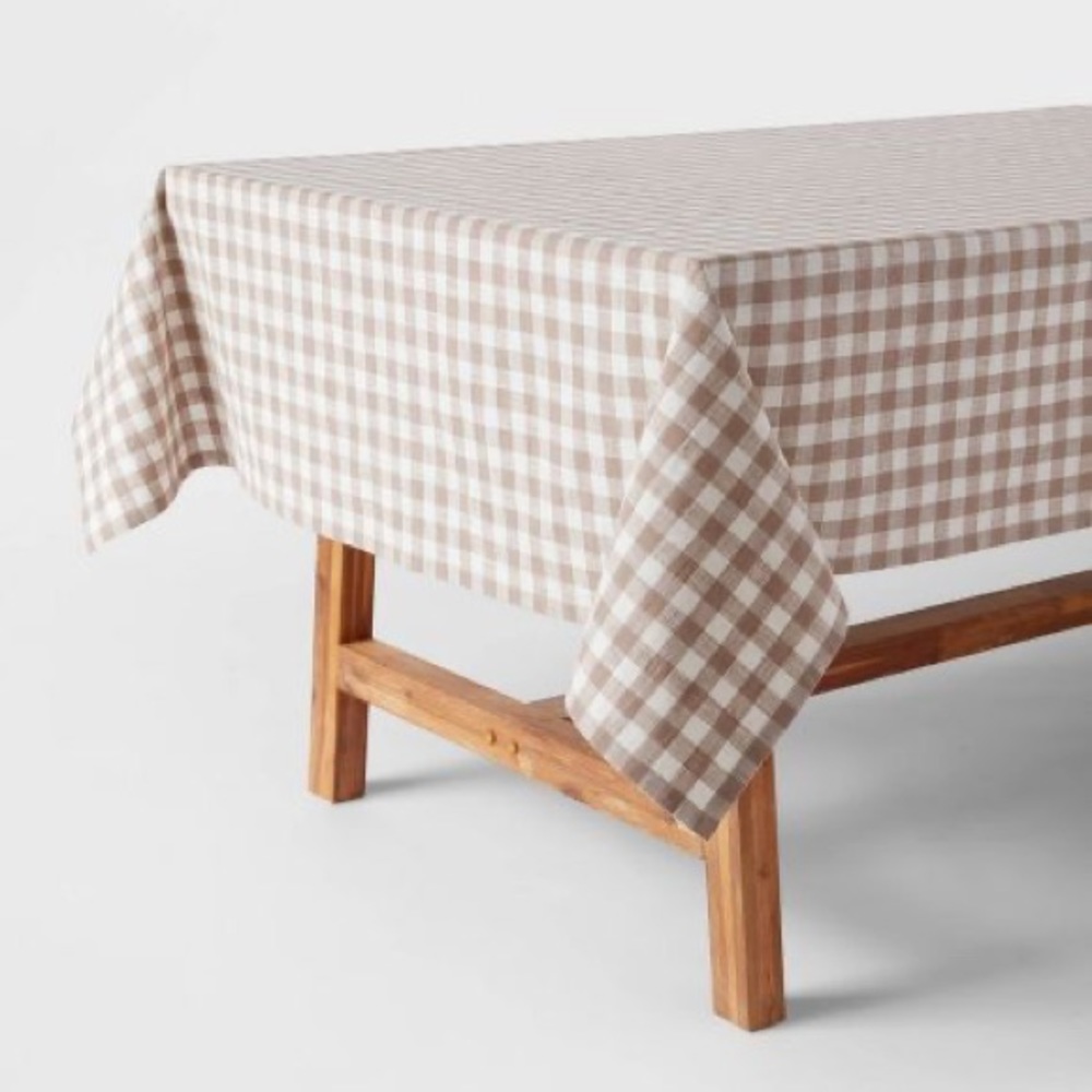Cotton Gingham Tablecloth Taupe - Threshold